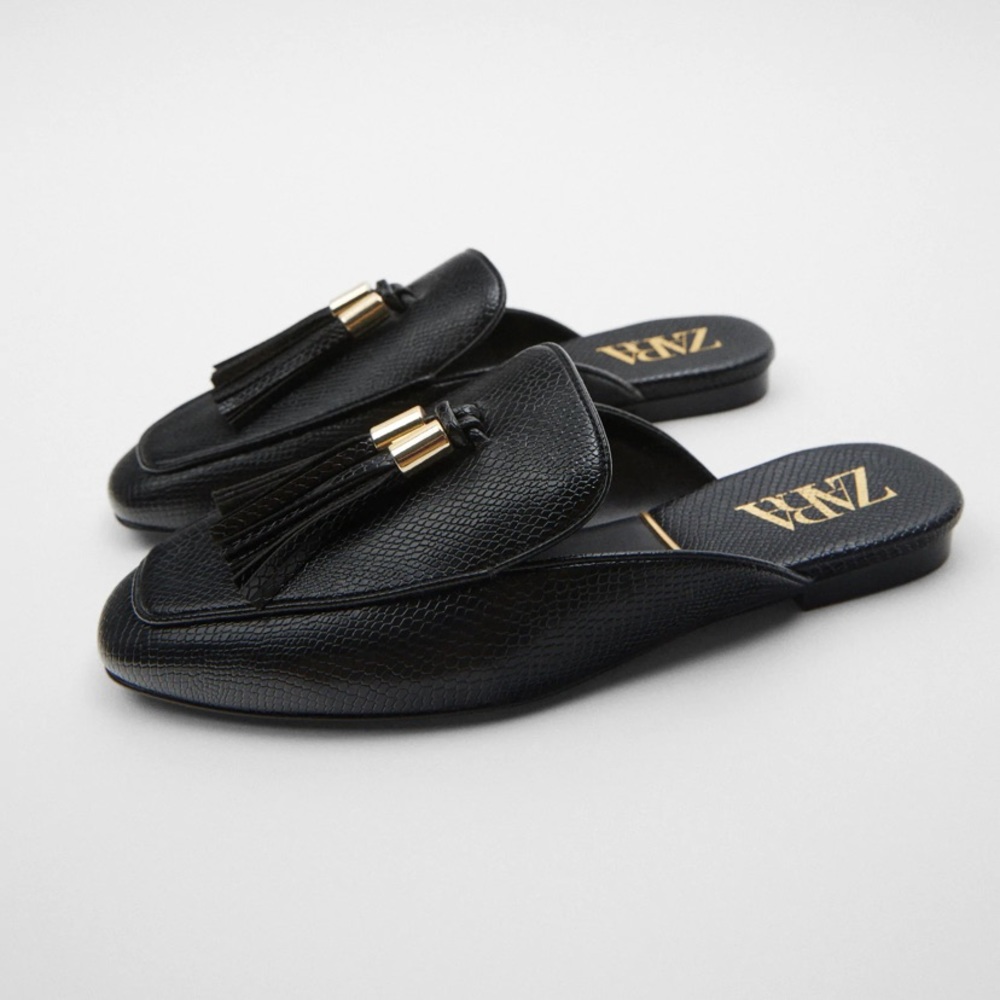 ZARA Tasselled Black Mule